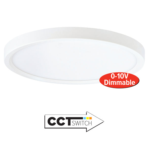 Elco Lighting - ELSP63DXCT3W - 6" Slim Pnl Rnd 0-10V 120-277V Dim 3Cct - All White