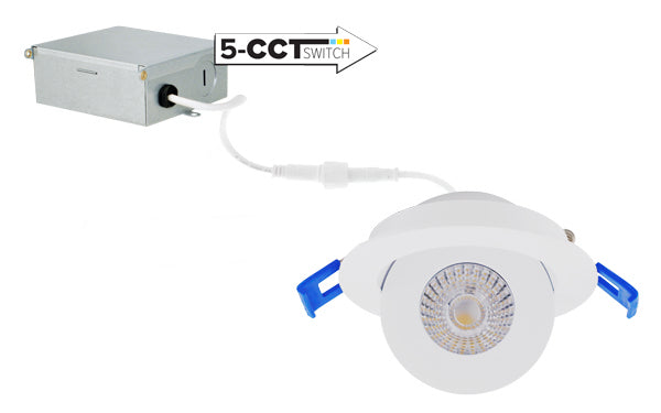 Elco Lighting - ERT317CT5W - 3" Led Adjstbl Eyeball 6W 450Lm 5Cct - All White