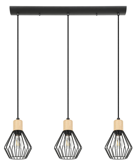 Eglo USA - 43378A - Three Light Pendant - Palmorla - Structured Black