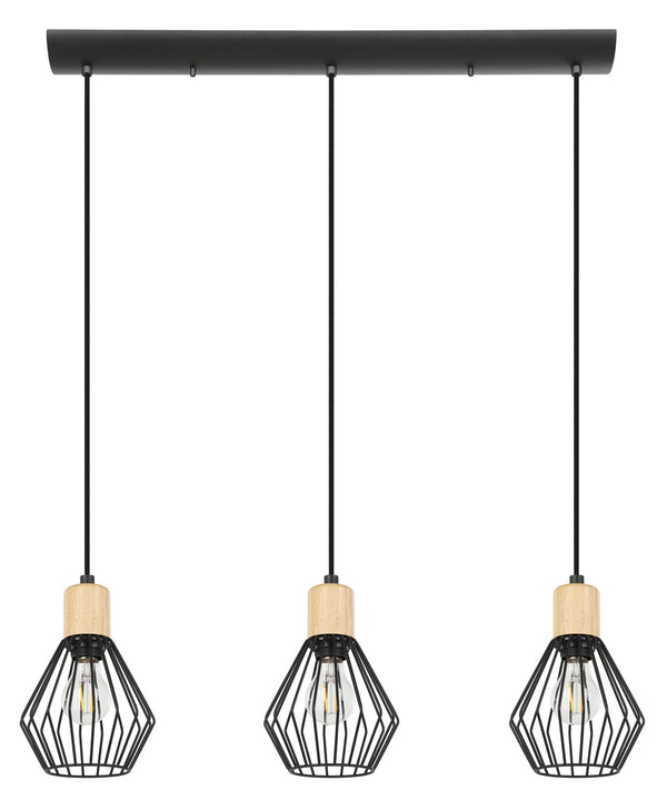 Eglo USA - 43378A - Three Light Pendant - Palmorla - Structured Black