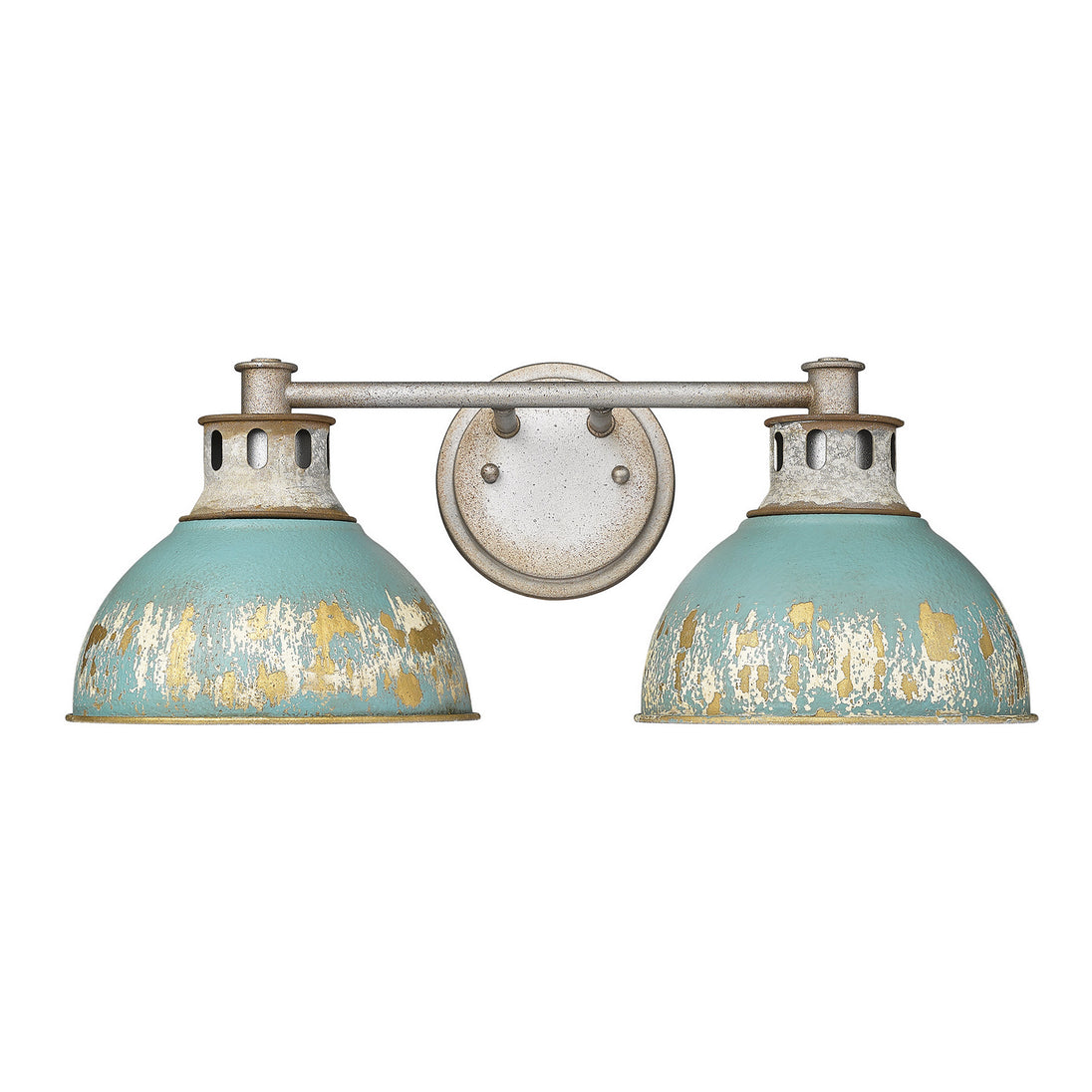 Golden - 0865-BA2 AGV-TEAL - Two Light Bath Vanity - Kinsley - Aged Galvanized Steel