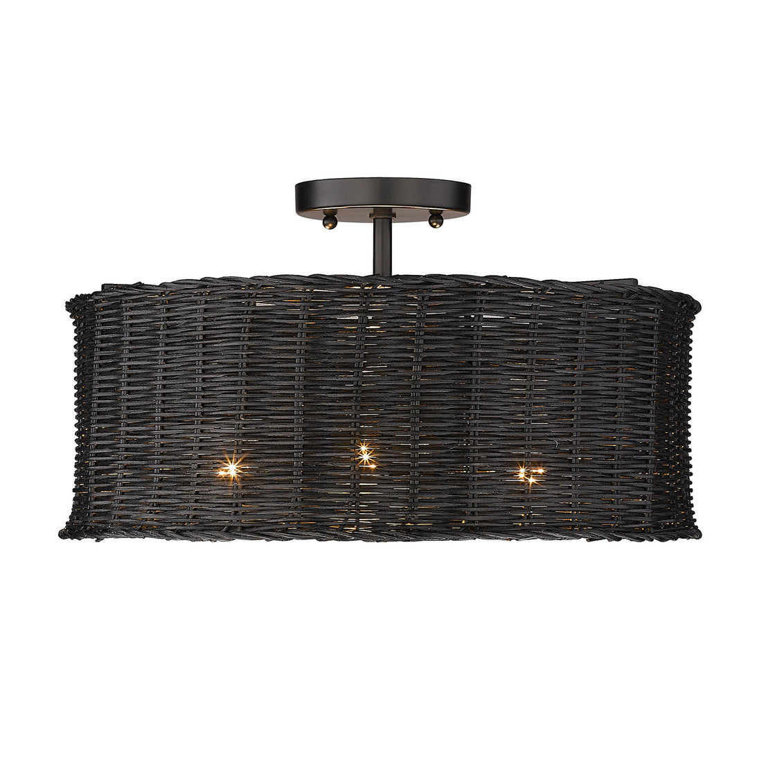 Golden - 1084-SF BLK-BW - Three Light Semi-Flush Mount - Erma - Matte Black