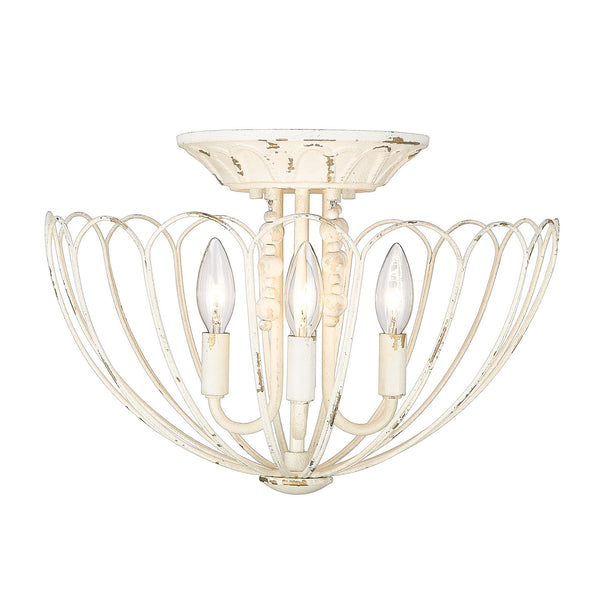 Golden - 7862-SF VPW - Four Light Semi-Flush Mount - Marguerite - Vintage Parisian White