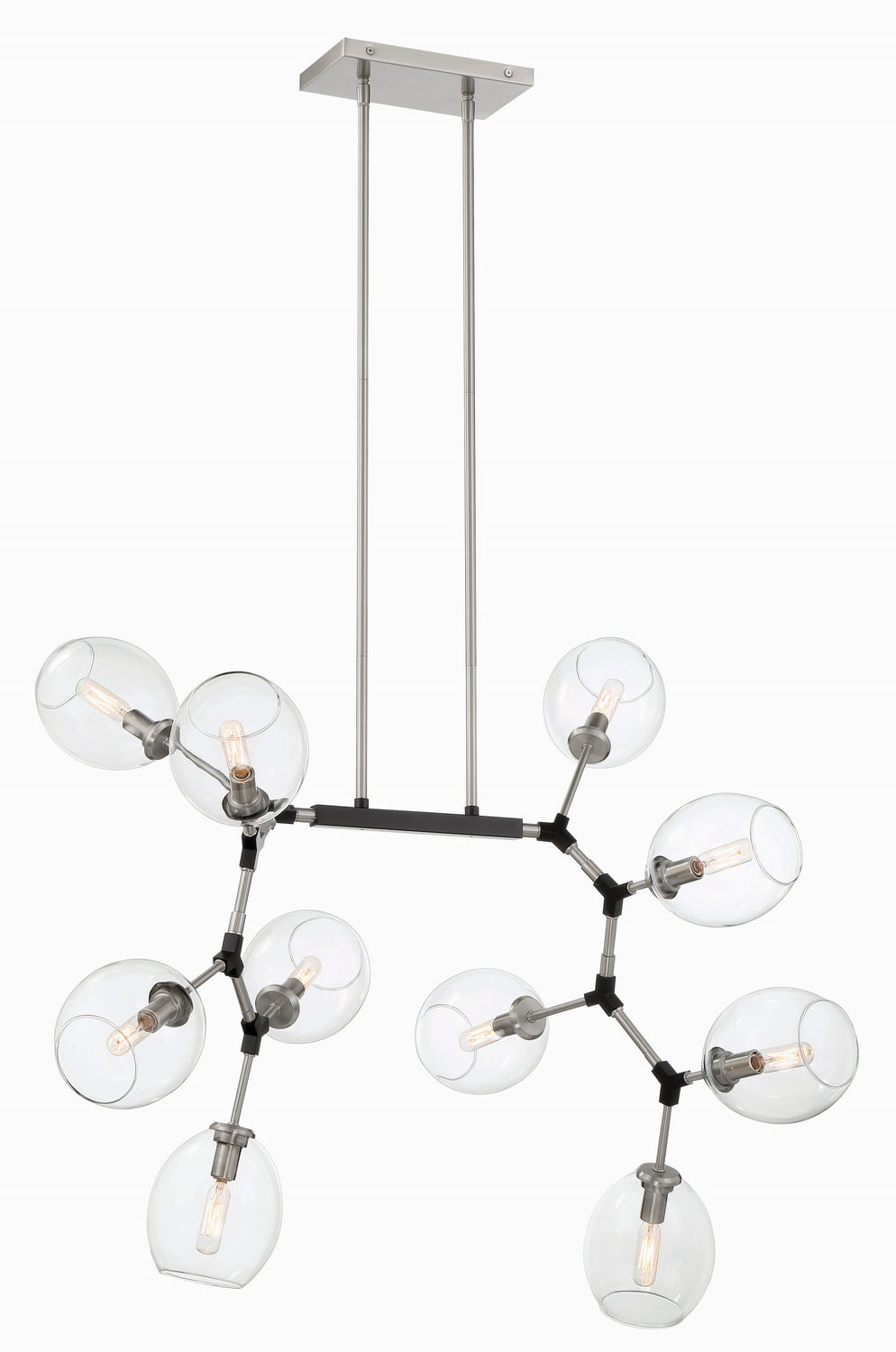 George Kovacs - P1360-619 - Ten Light Chandelier - Nexpo - Brushed Nickel W/Black Accents