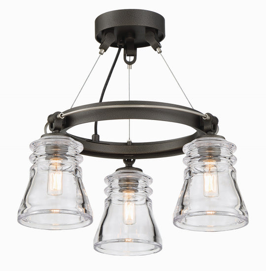 Minka-Lavery - 2735-709 - Three Light Semi Flush Mount - Graham Avenue - Smoked Iron And Brushed Nickel