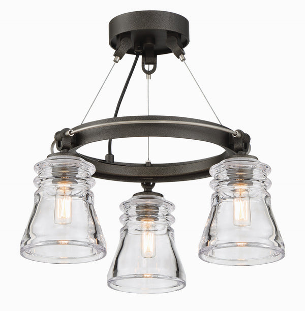 Minka-Lavery - 2735-709 - Three Light Semi Flush Mount - Graham Avenue - Smoked Iron And Brushed Nickel