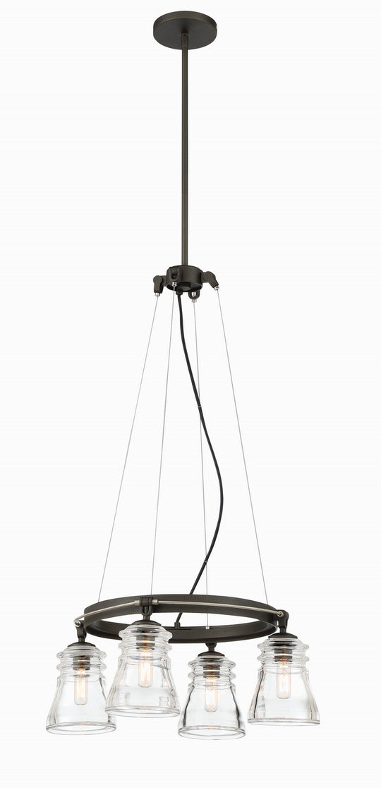 Minka-Lavery - 2737-709 - Four Light Chandelier - Graham Avenue - Smoked Iron And Brushed Nickel