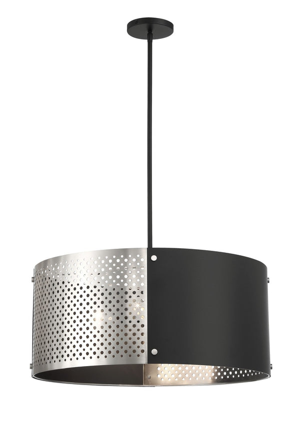 George Kovacs - P5533-420 - Four Light Pendant - Noho - Brushed Nickel W/ Sand Coal