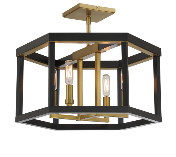 Minka-Lavery - 2114-726 - Four Light Semi Flush Mount - Union Estates - Coal And Soft Brass