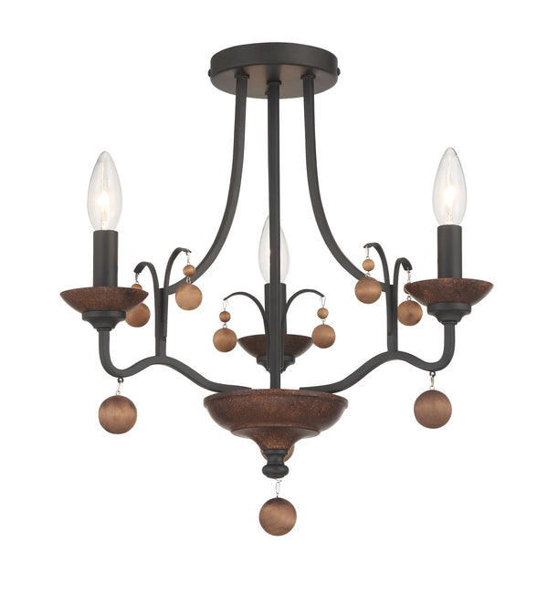 Minka-Lavery - 2662-723 - Three Light Semi Flush Mount - Colonial Charm - Old World Bronze W/Walnut Acce