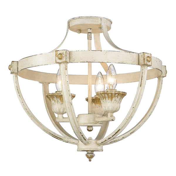 Golden - 0892-SF AI - Three Light Semi-Flush Mount - Jules - Antique Ivory