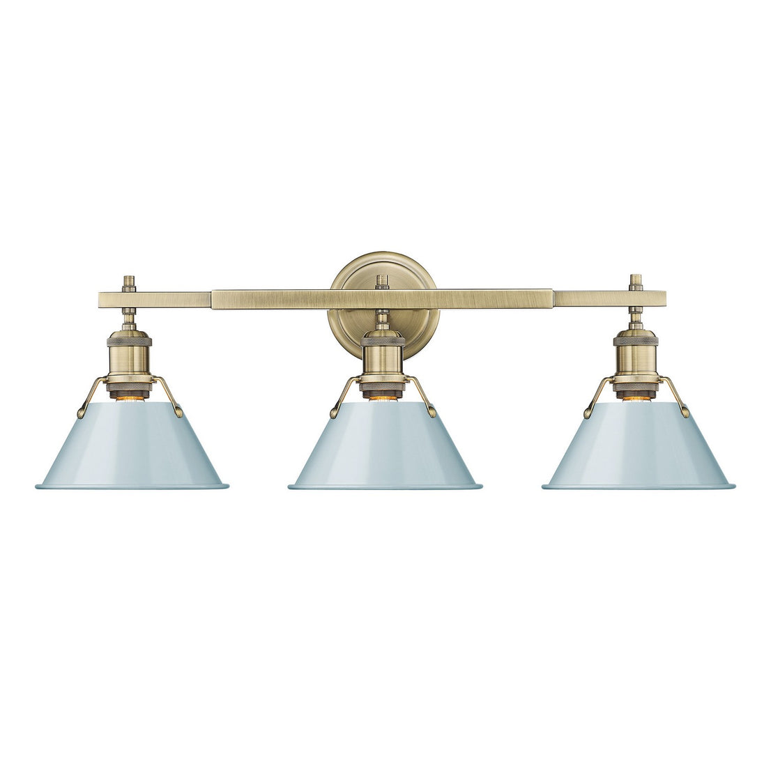 Golden - 3306-BA3 AB-SF - Three Light Bath Vanity - Orwell AB - Aged Brass