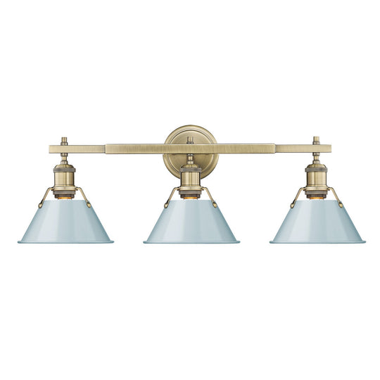 Golden - 3306-BA3 AB-SF - Three Light Bath Vanity - Orwell AB - Aged Brass