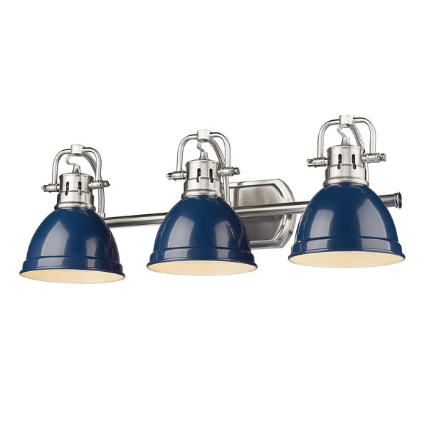 Golden - 3602-BA3 PW-NVY - Three Light Bath Vanity - Duncan PW - Pewter