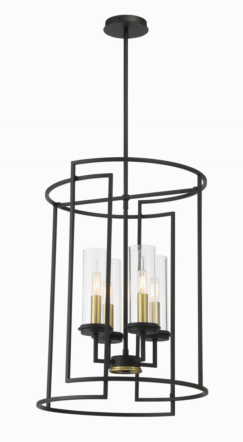 Minka-Lavery - 3205-781 - Four Light Pendant - Hillstone - Sand Coal & Soft Brass