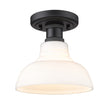 Golden - 0305-FM BLK-VMG - One Light Flush Mount - Carver BLK - Matte Black