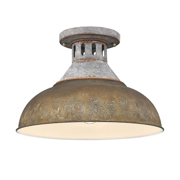 Golden - 0865-SF AGV-RUST - One Light Semi-Flush Mount - Kinsley - Aged Galvanized Steel