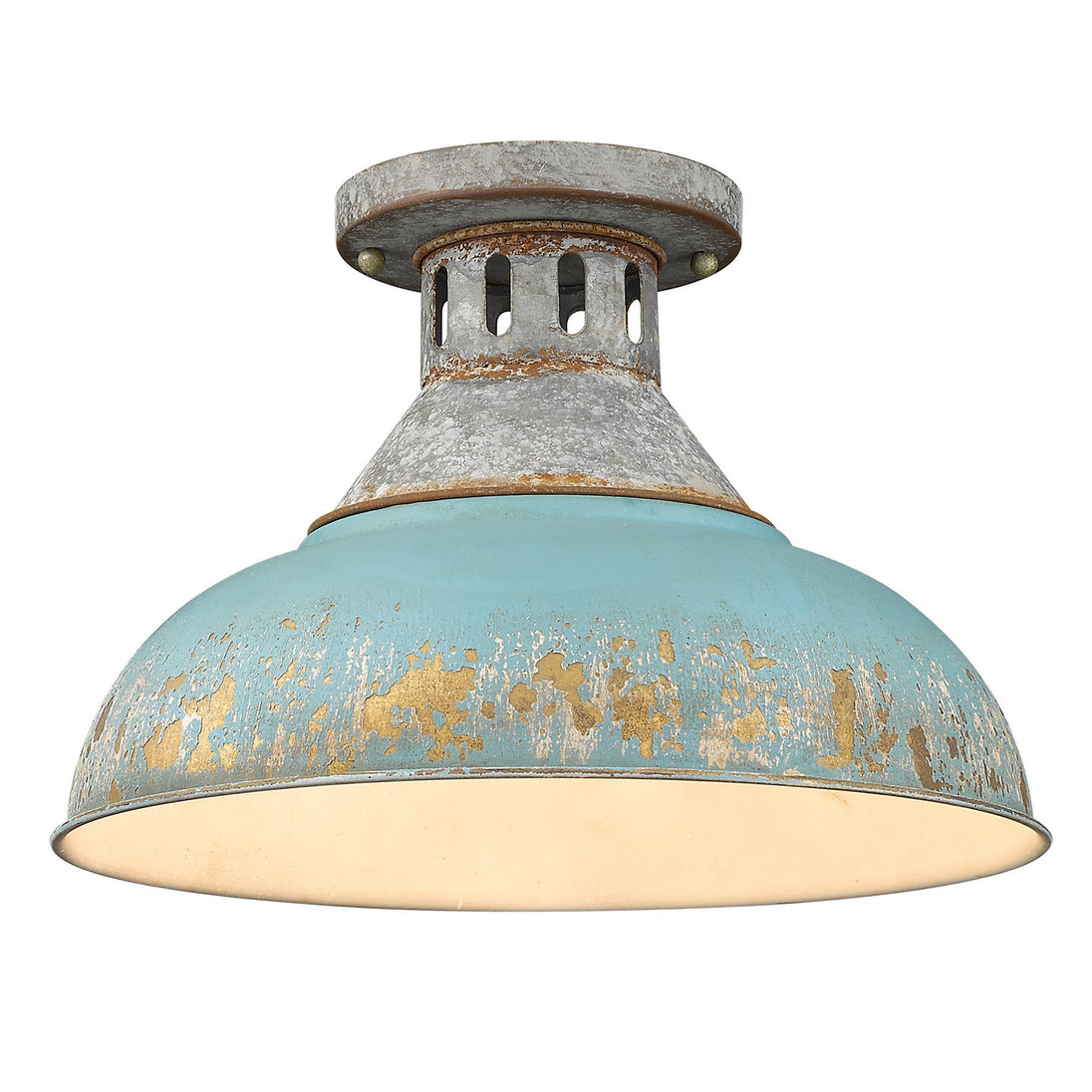 Golden - 0865-SF AGV-TEAL - One Light Semi-Flush Mount - Kinsley - Aged Galvanized Steel