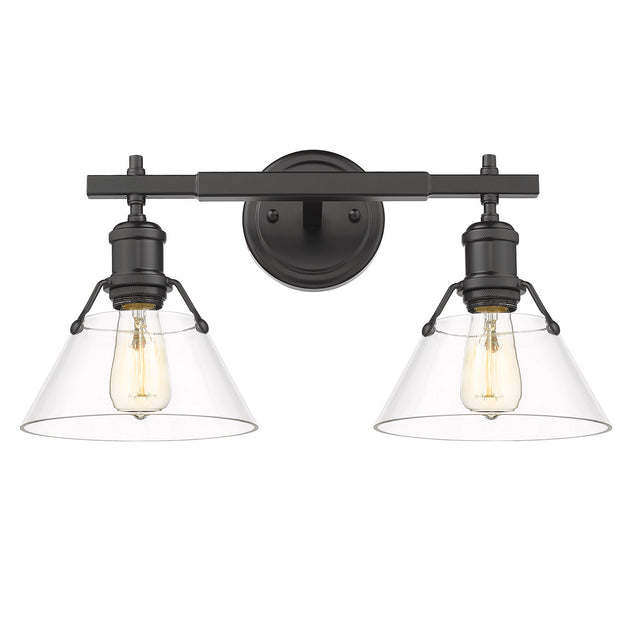 Golden - 3306-BA2 BLK-CLR - Two Light Bath Vanity - Orwell BLK - Matte Black