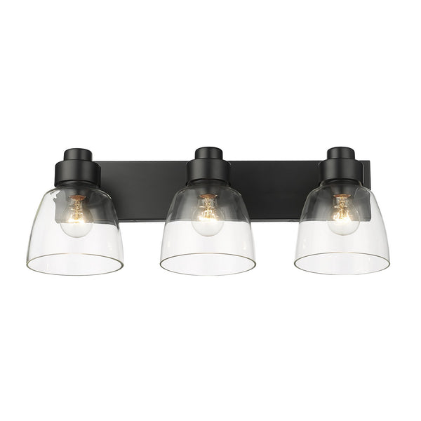 Golden - 0314-BA3 BLK-CLR - Three Light Bath Vanity - Remy - Matte Black