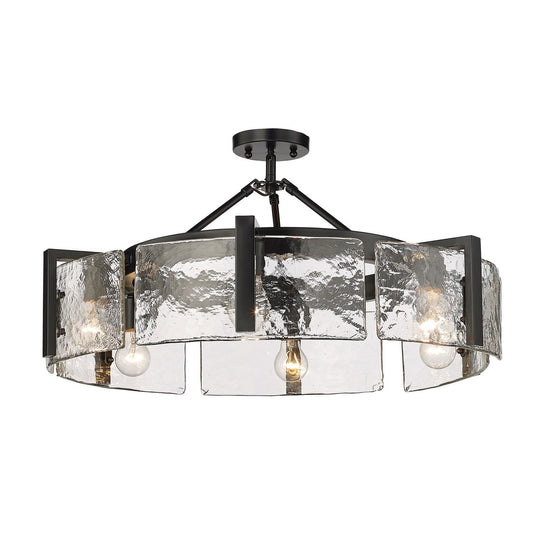 Golden - 3164-6SF BLK-HWG - Six Light Semi-Flush Mount - Aenon - Matte Black