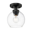 Golden - 4855-FM BLK-CLR - One Light Flush Mount - Galveston BLK - Matte Black