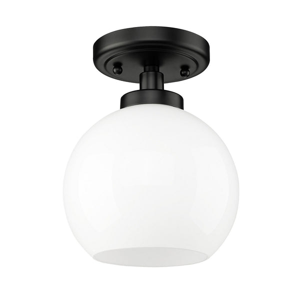 Golden - 4855-FM BLK-VMG - One Light Flush Mount - Galveston BLK - Matte Black