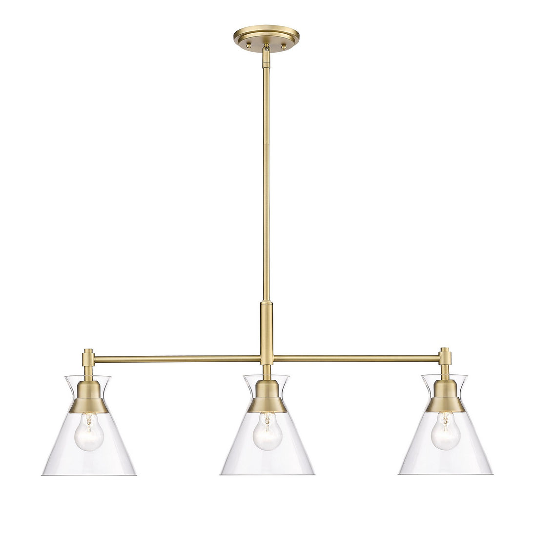 Golden - 0511-LP BCB-CLR - Three Light Linear Pendant - Malta BCB - Brushed Champagne Bronze