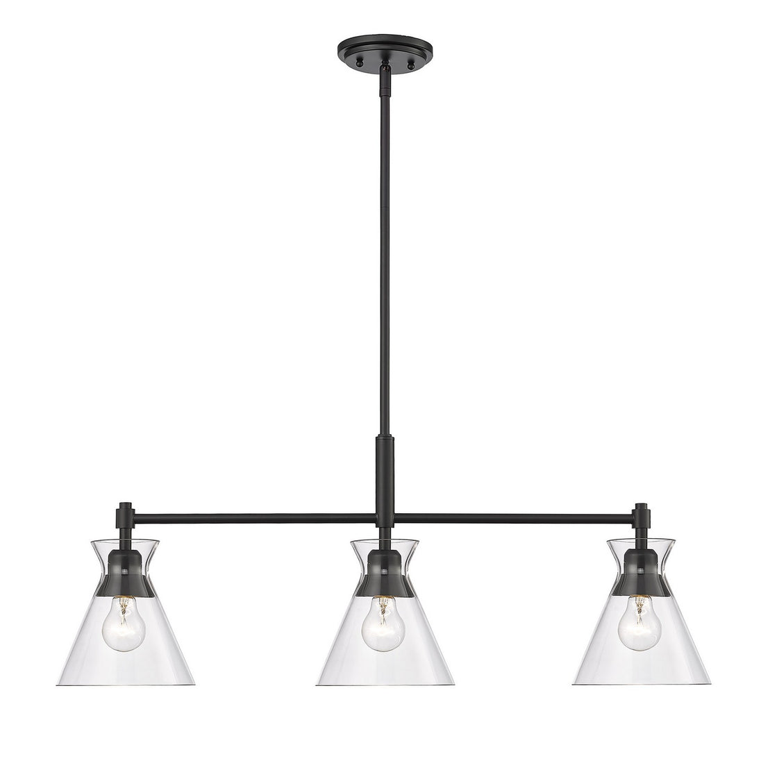 Golden - 0511-LP BLK-CLR - Three Light Linear Pendant - Malta - Matte Black