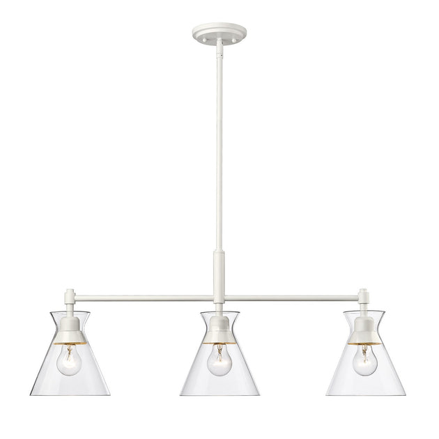 Golden - 0511-LP WHT-CLR - Three Light Linear Pendant - Malta WHT - Matte White