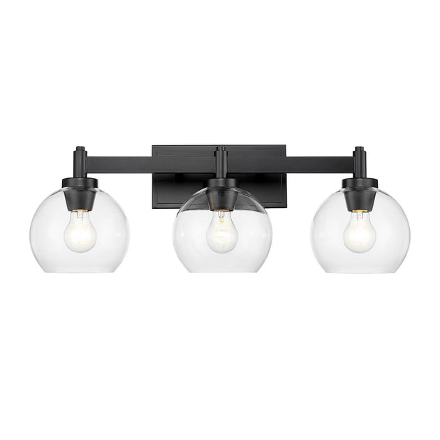 Golden - 4855-BA3 BLK-CLR - Three Light Bath Vanity - Galveston BLK - Matte Black