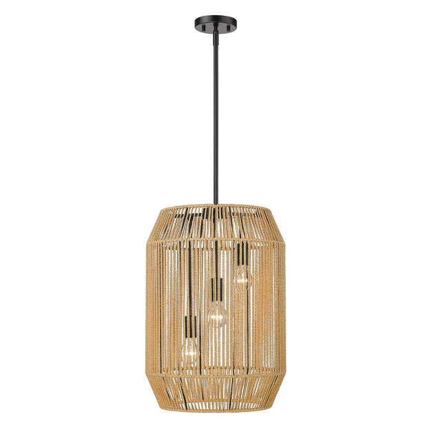 Golden - 6076-3P BLK-NR - Three Light Pendant - Marlee - Matte Black