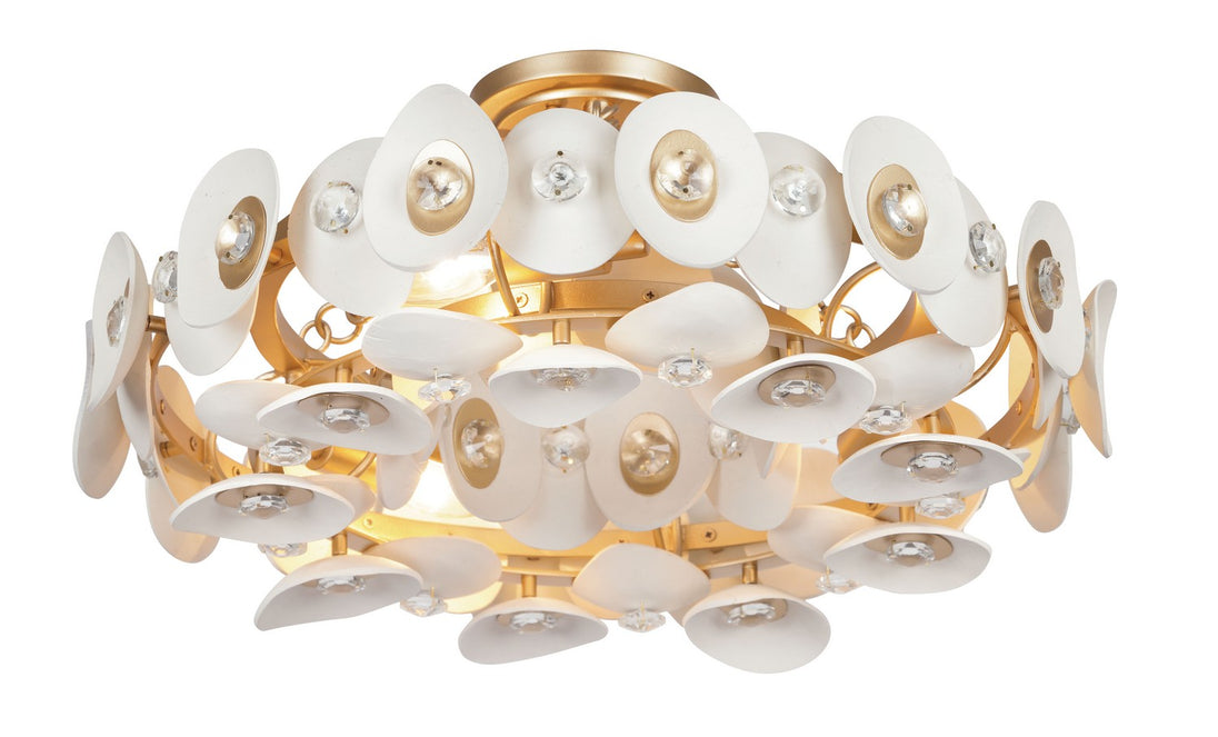 Metropolitan - N1863-760 - Three Light Semi Flush Mount - Niu - Coconut Shell Gold / Coconut Shell White