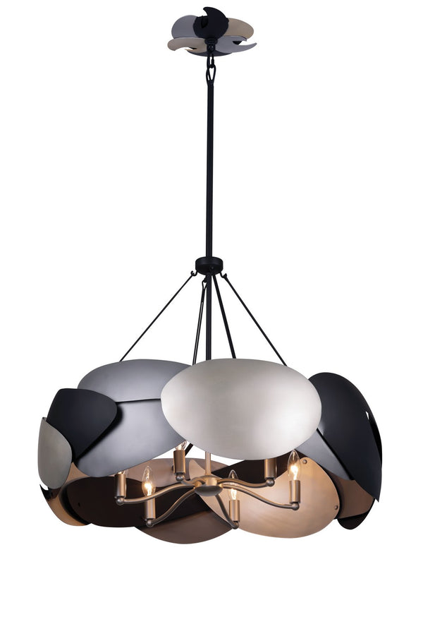 George Kovacs - P1334-780 - Six Light Pendant - Metalo Misto - Coal With Atlas And Midnight S