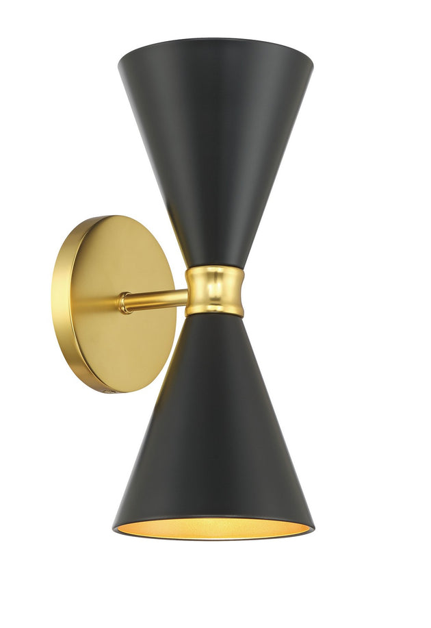 George Kovacs - P1827-248 - Two Light Wall Sconce - Conic - Coal+Honey Gold