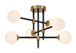 George Kovacs - P8156-681 - Six Light Flush Mount - Cosmet - Coal And Aged Brass