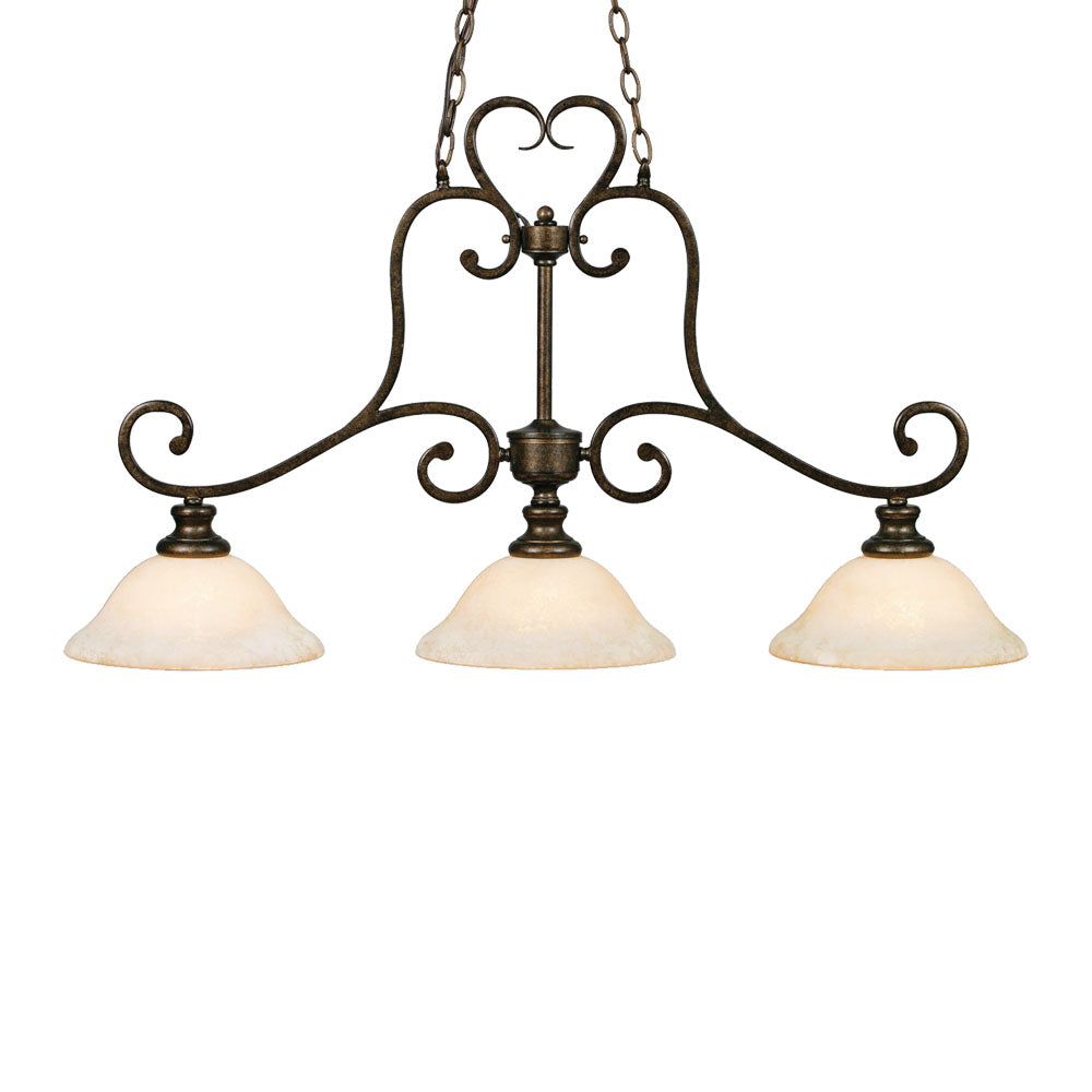 Golden - 8063-10 BUS - Three Light Linear Pendant - Heartwood - Burnt Sienna