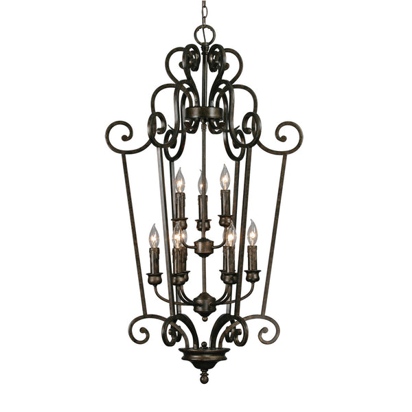 Golden - 8063-CG9 BUS - Nine Light Foyer Pendant - Heartwood - Burnt Sienna