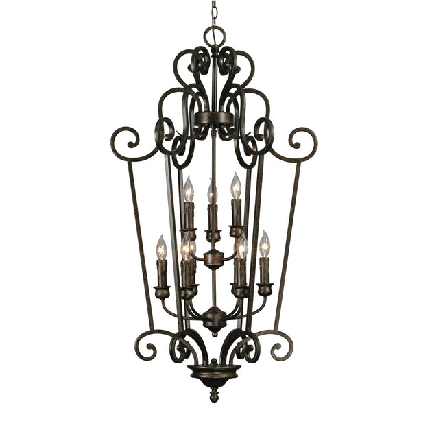 Golden - 8063-CG9 BUS - Nine Light Foyer Pendant - Heartwood - Burnt Sienna
