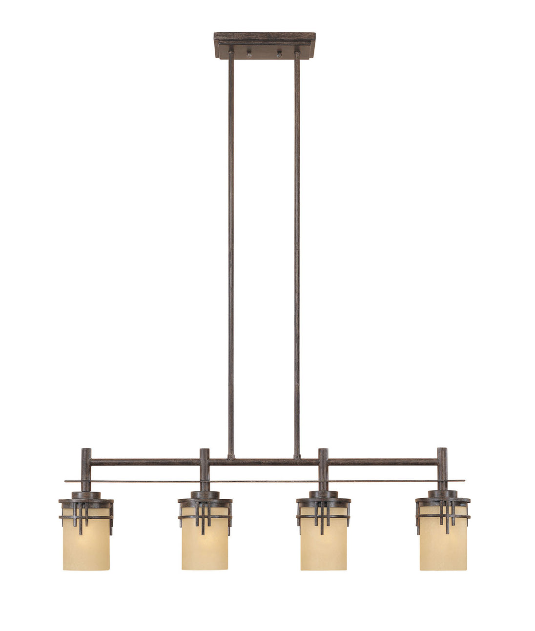 Designers Fountain - 82138-WM - Four Light Island Pendant - Mission Ridge - Warm Mahogany