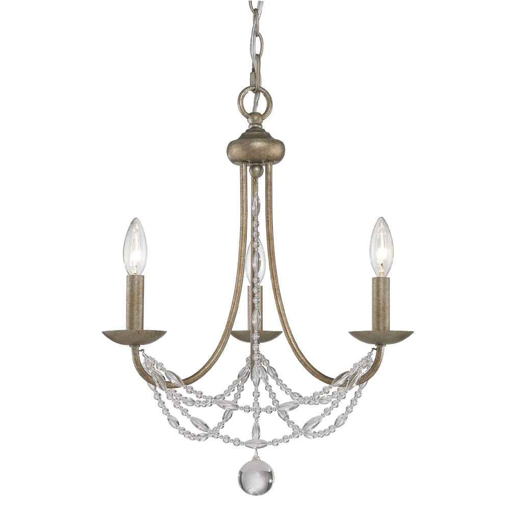 Golden - 7644-M3 GA - Three Light Mini Chandelier - Mirabella - Golden Aura