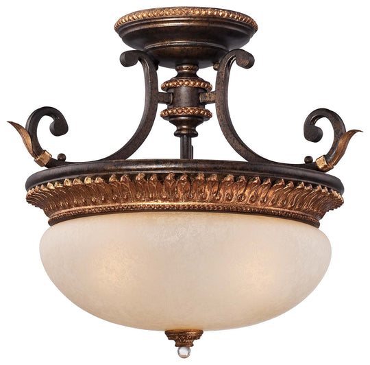 Metropolitan - N6642-258B - Three Light Semi Flush Mount - Bella Cristallo - French Bronze W/ Gold Highlights