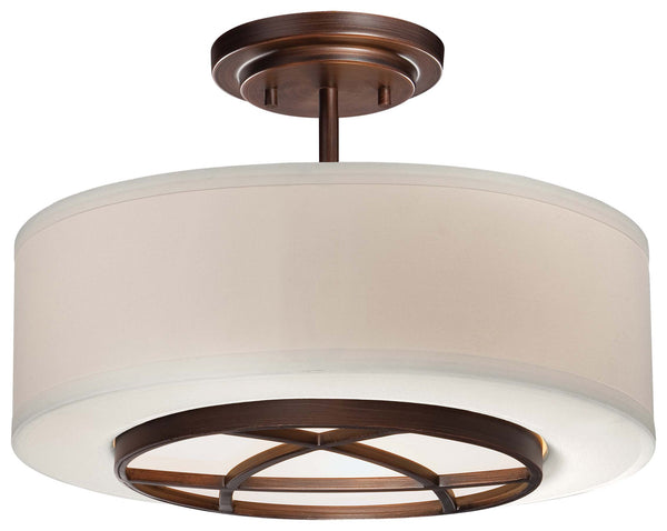 Minka-Lavery - 4951-267B - Three Light Semi Flush Mount - City Club - Dark Brushed Bronze (Painted)