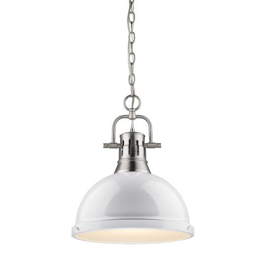Golden - 3602-L PW-WH - One Light Pendant - Duncan PW - Pewter