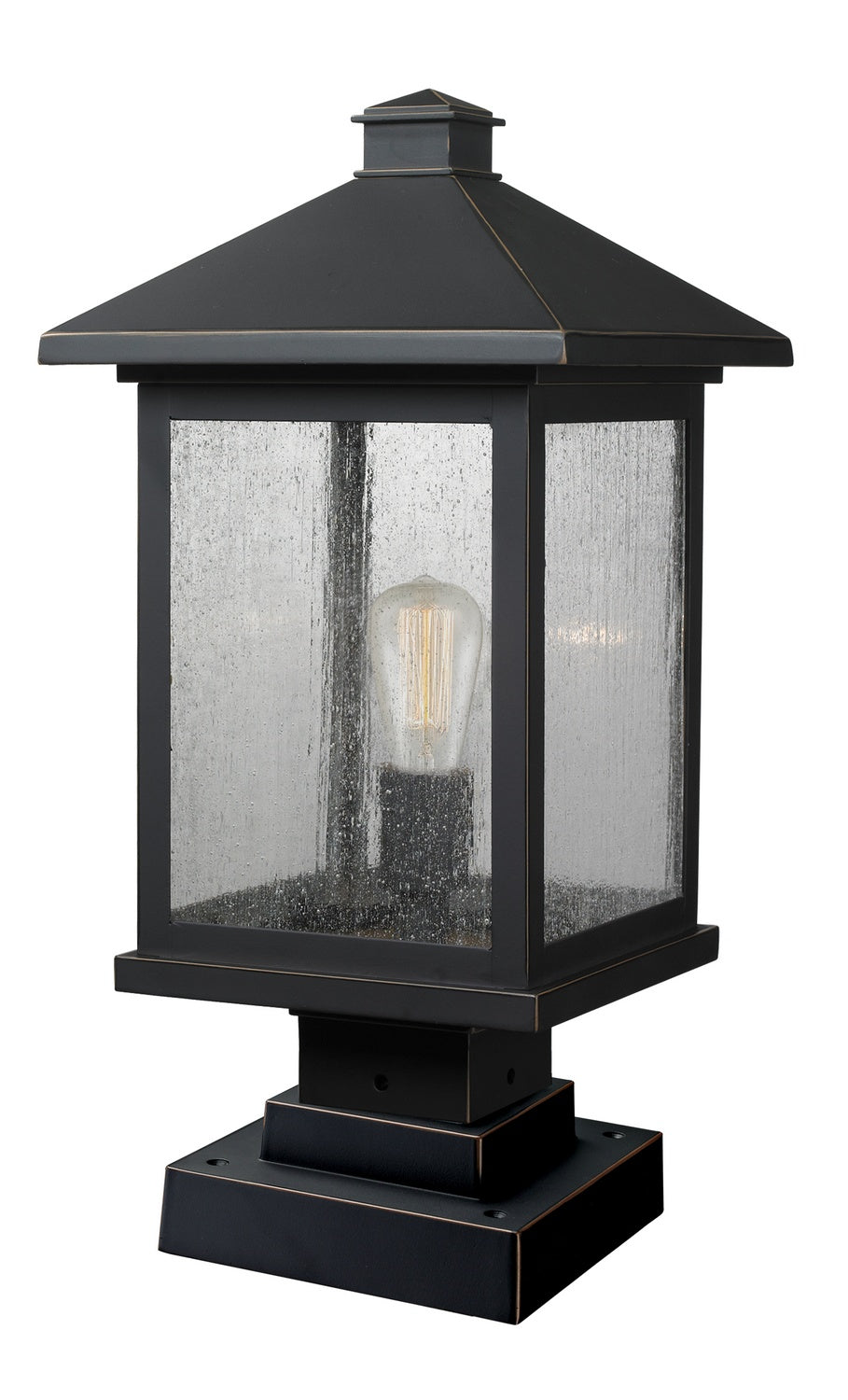 Z-Lite - 531PHBS-SQPM-ORB - One Light Outdoor Pier Mount - Portland - Oil Rubbed Bronze