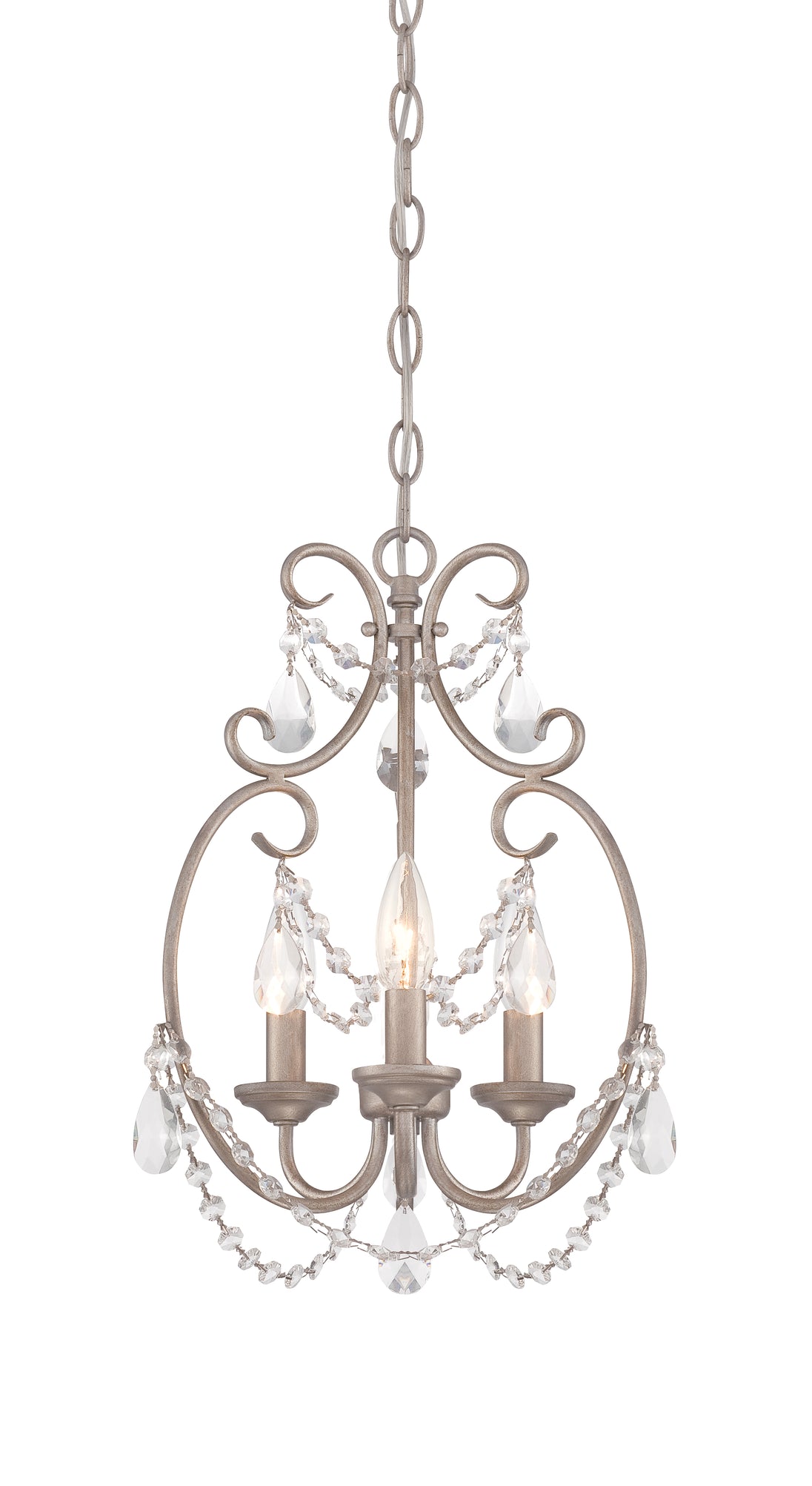 Designers Fountain - 6205-AP - Three Light Mini Chandelier - Dahlia - Aged Platinum