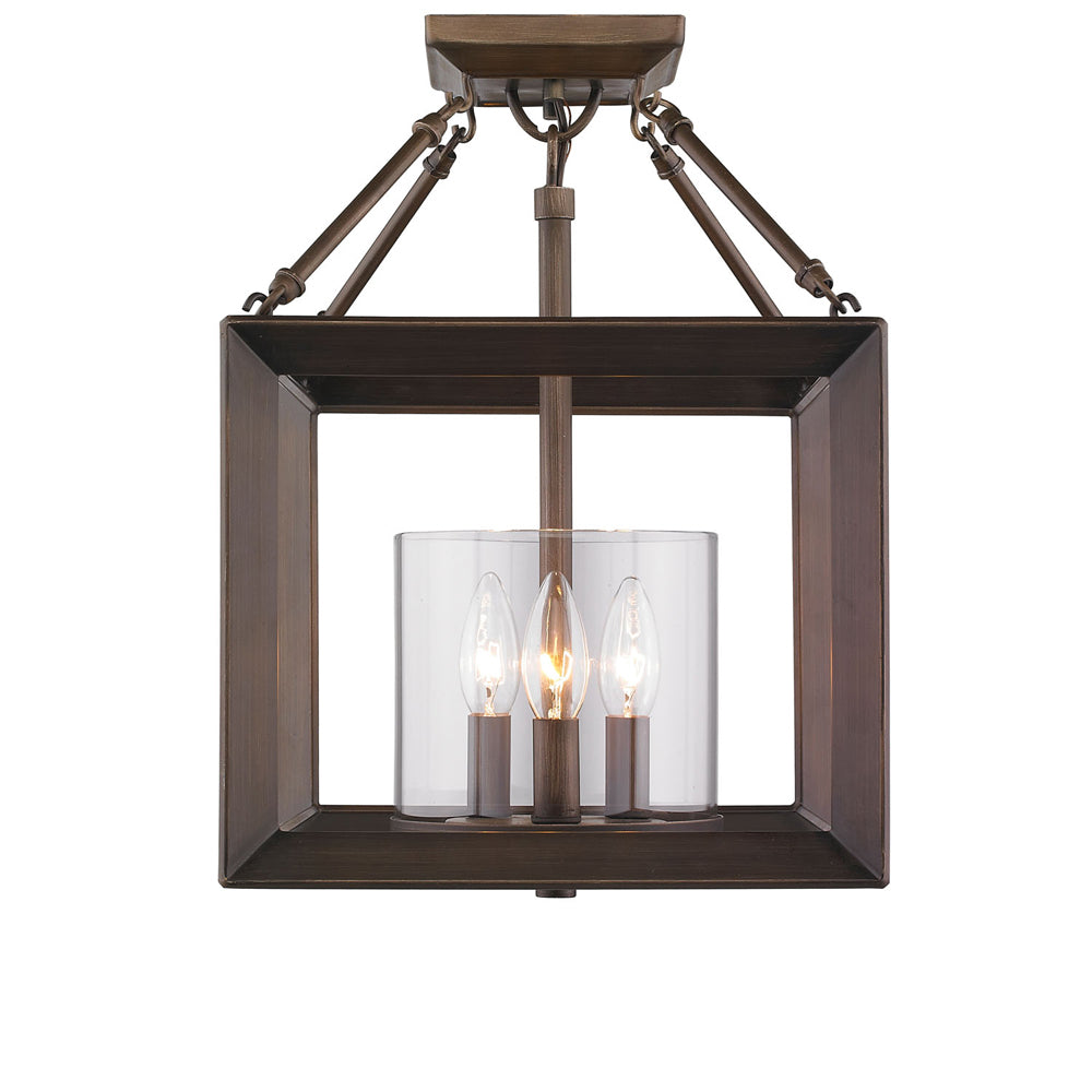 Golden - 2073-SF GMT - Three Light Semi-Flush Mount - Smyth - Gunmetal Bronze