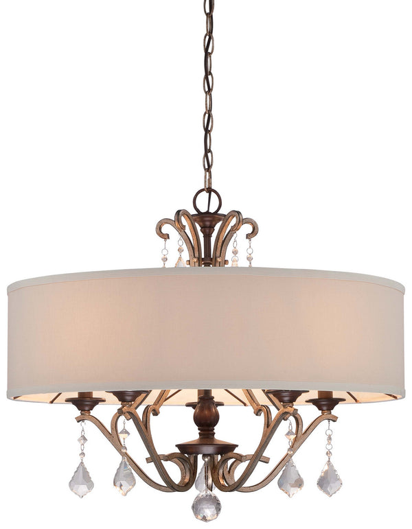 Minka-Lavery - 4355-593 - Five Light Pendant - Gwendolyn Place - Dark Rubbed Sienna With Aged Silver