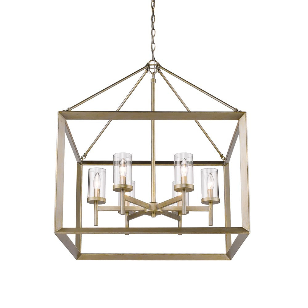 Golden - 2073-6 WG-CLR - Six Light Chandelier - Smyth WG - White Gold