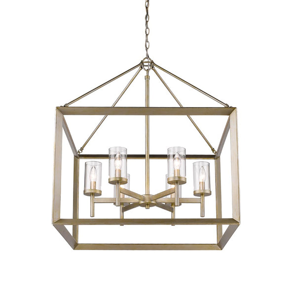 Golden - 2073-6 WG-CLR - Six Light Chandelier - Smyth WG - White Gold